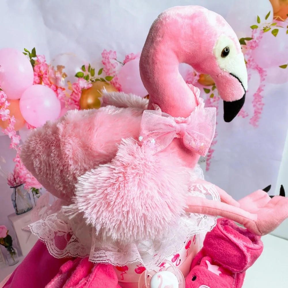 Flamingo Diaper Cake, Baby Shower Gift
